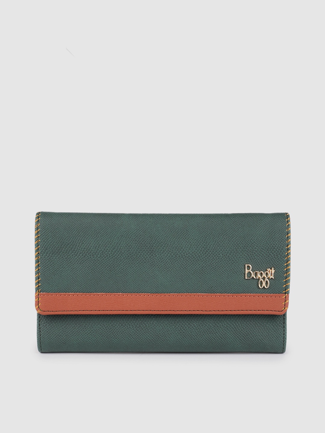 

Baggit Women Green Textured Two Fold Wallet