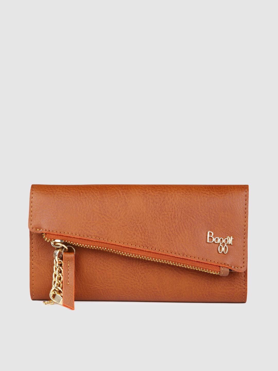 

Baggit Women Rust Orange Solid Three Fold Wallet