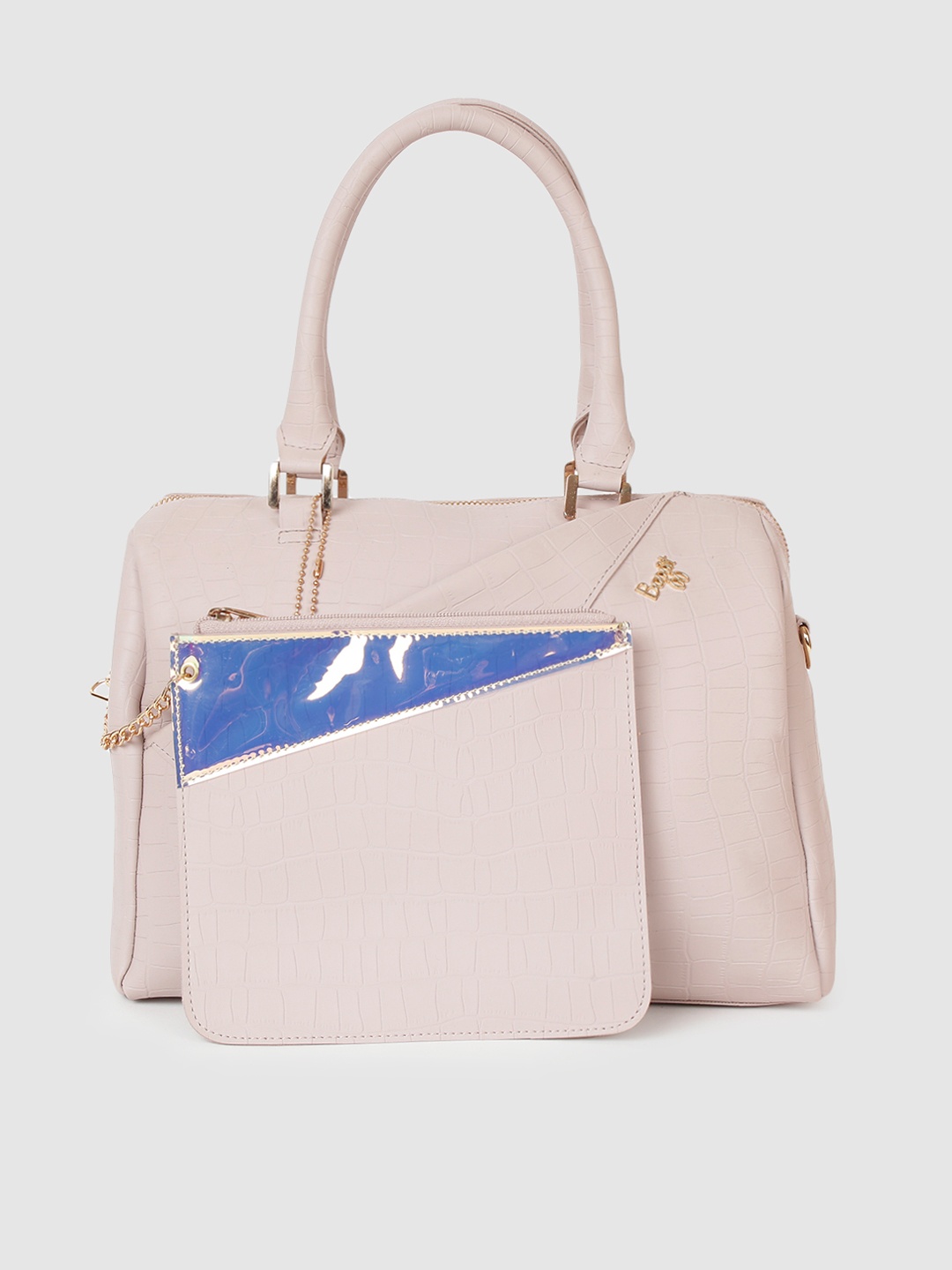 

Baggit Off-White Animal Textured Structured Handheld Bag