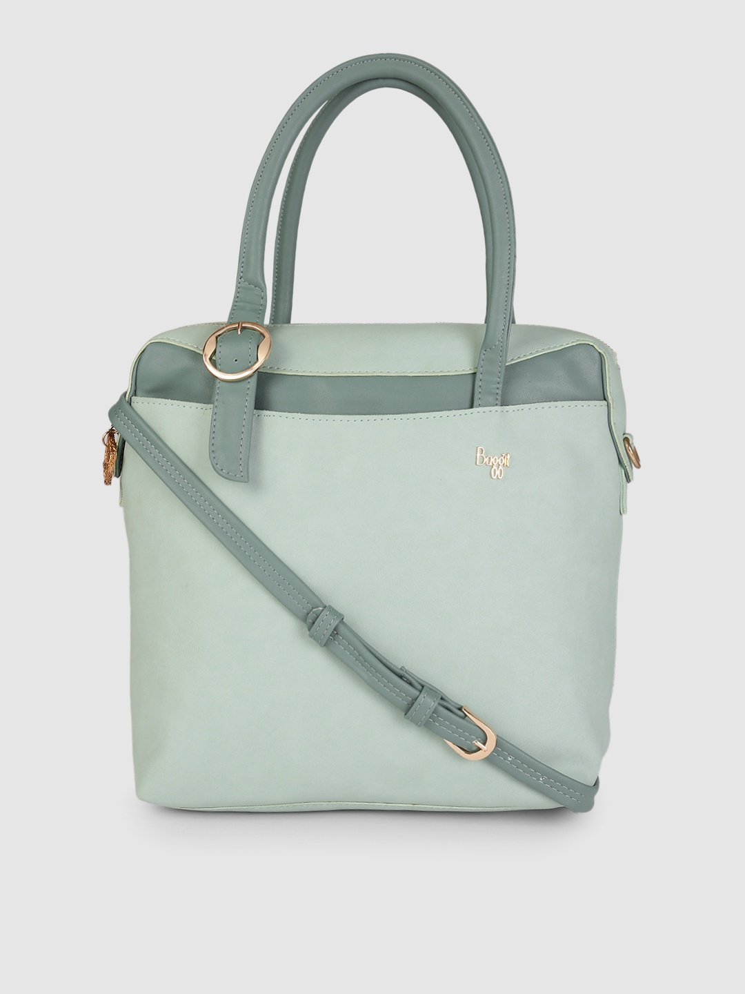 Baggit Green Solid Oversized Structured Handheld Bag