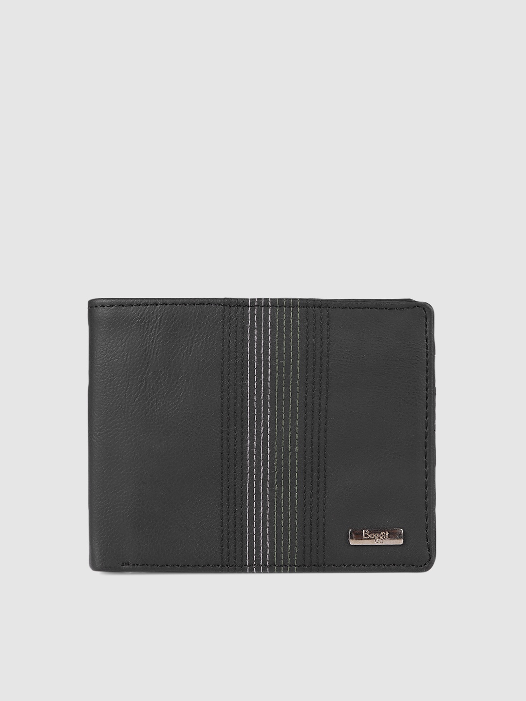 

Baggit Men Black Striped Embroidered GW CONVERS AUPLIN Two Fold Wallet
