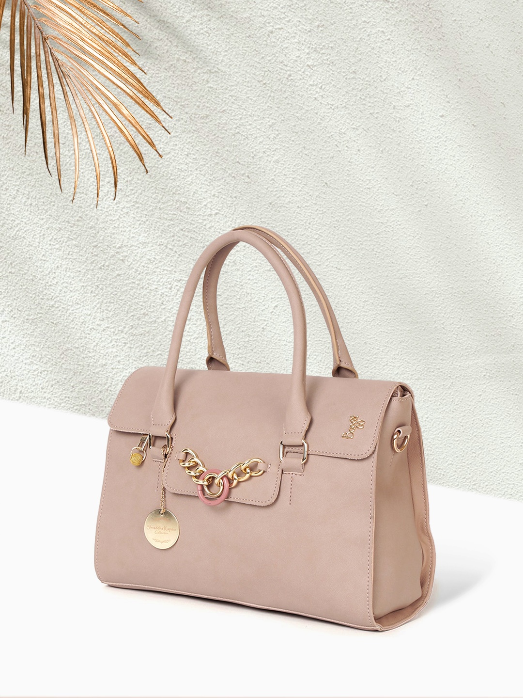 

Baggit Mauve Solid Structured Satchel with Detachable Sling Straps