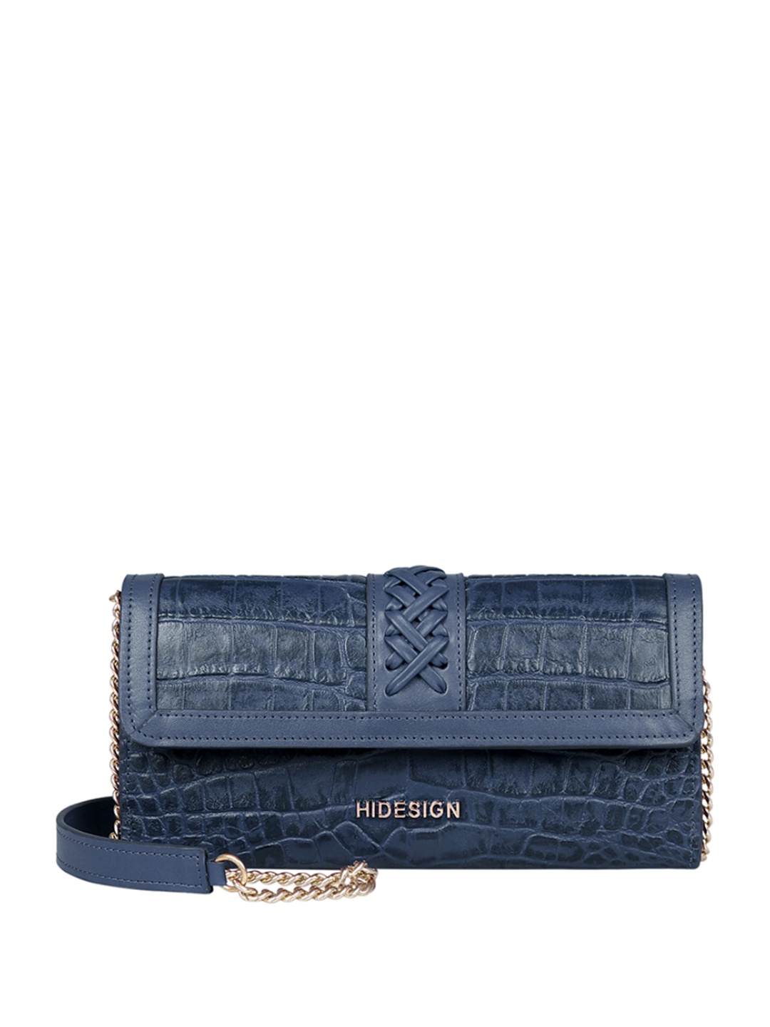 

Hidesign Women Blue Textured Leather Envelope