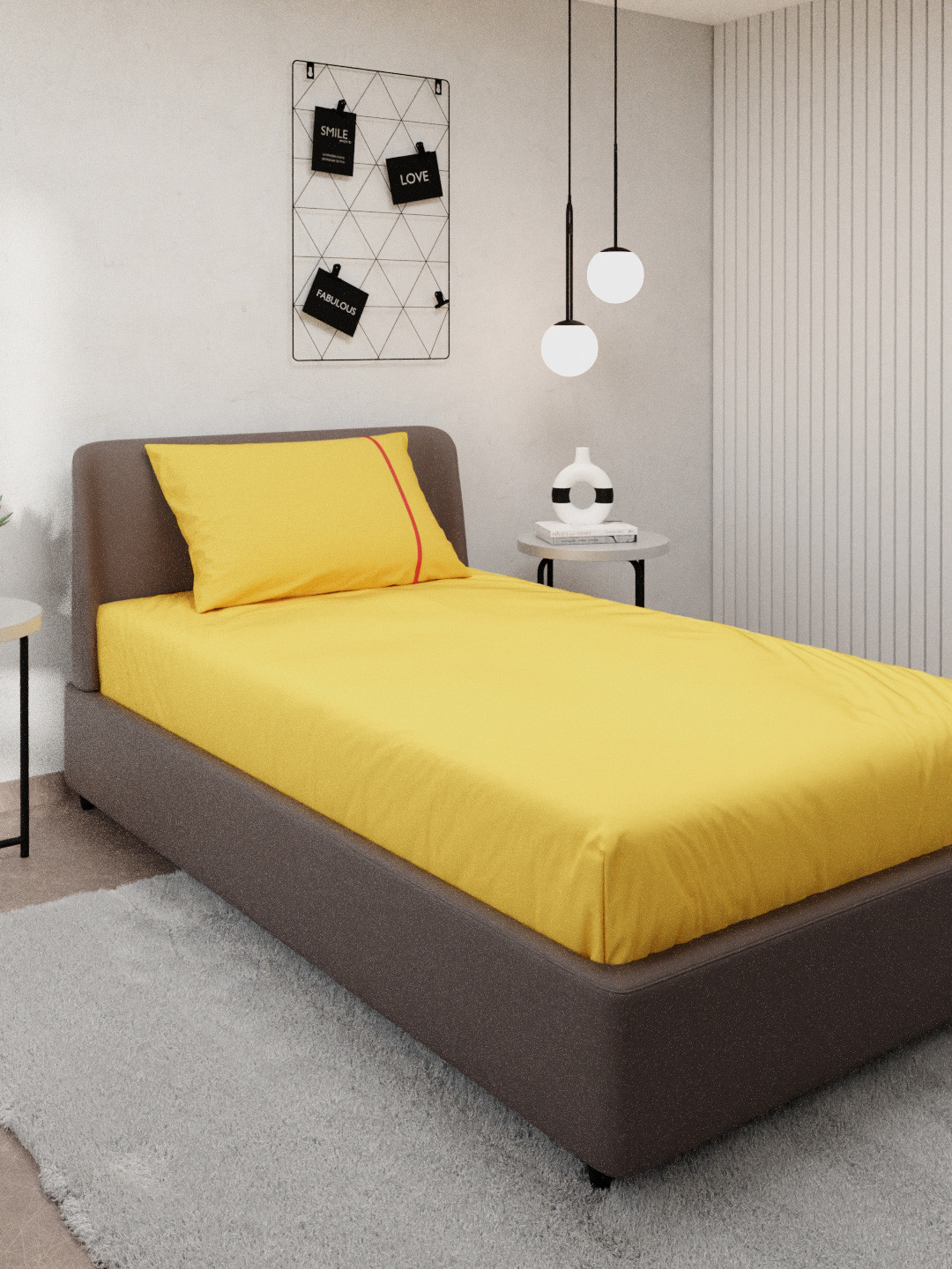 

Stoa Paris Yellow Solid 144 TC Pure Cotton Single Bedsheet with 1 Pillow Covers