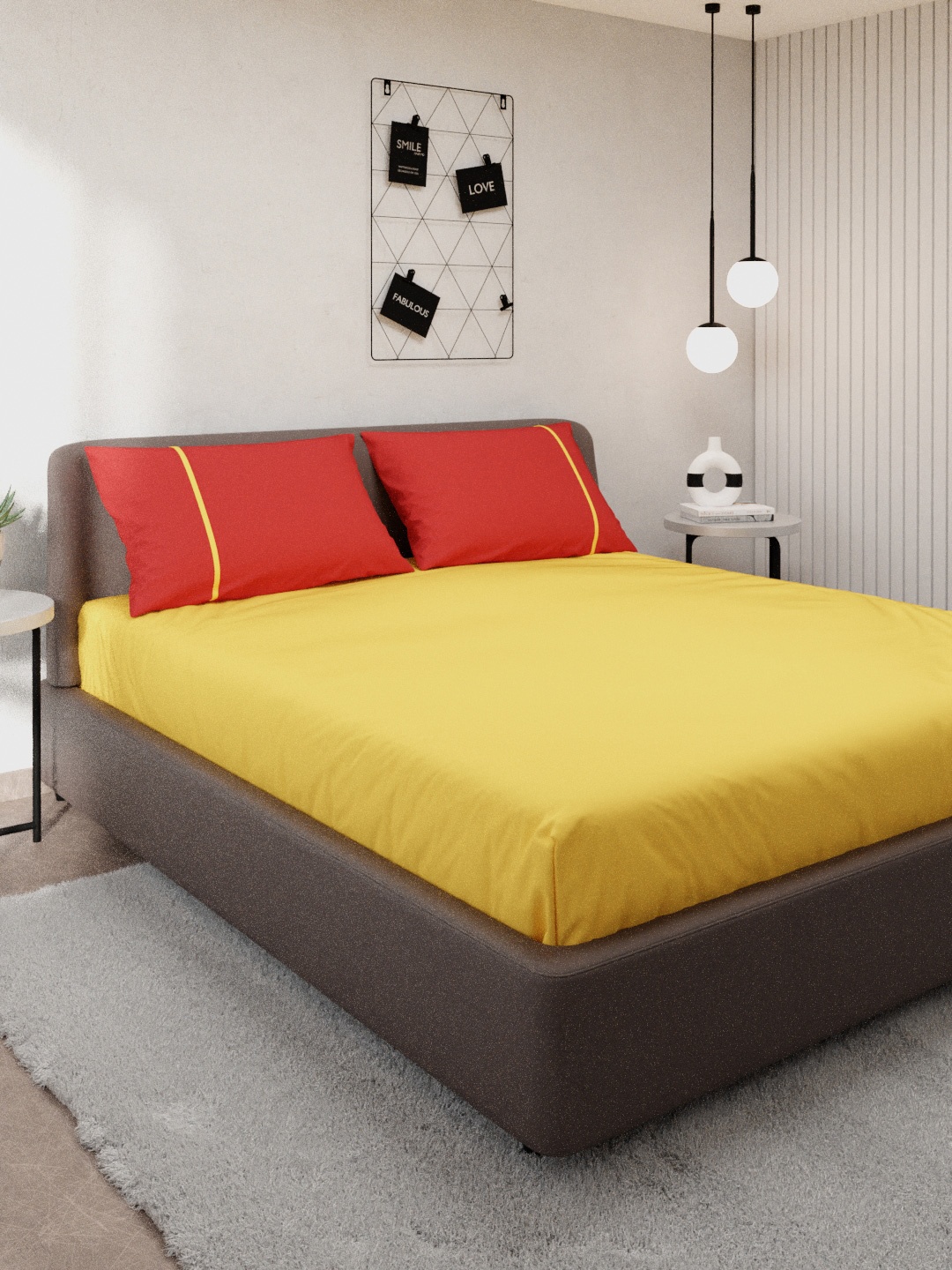 

Stoa Paris Orange & Red 144 TC Queen Bedsheet with 2 Pillow Covers