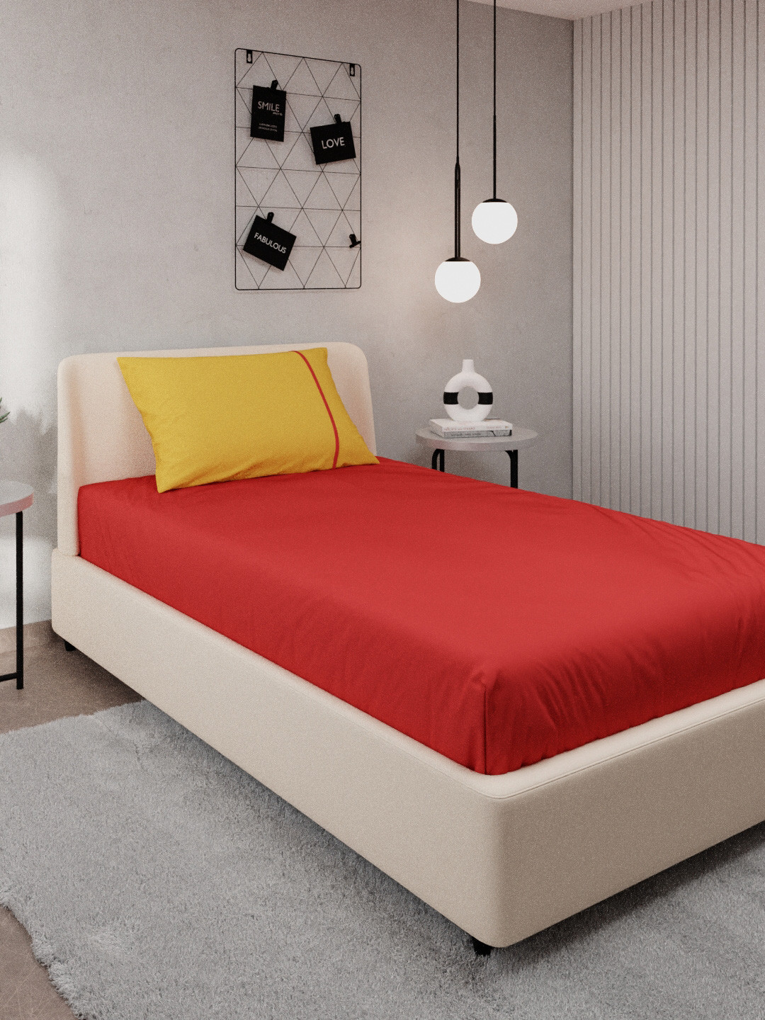 

Stoa Paris Red & Yellow 144 TC Single Bedsheet with 1 Pillow Covers