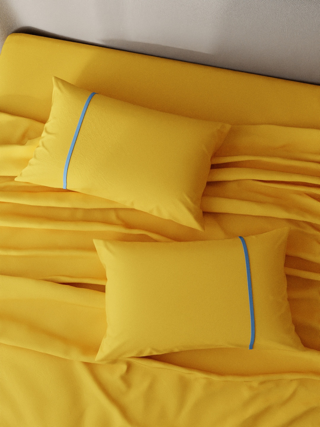 

Stoa Paris Set Of 2 Yellow Solid Cotton 144 TC Pillow Covers, Orange