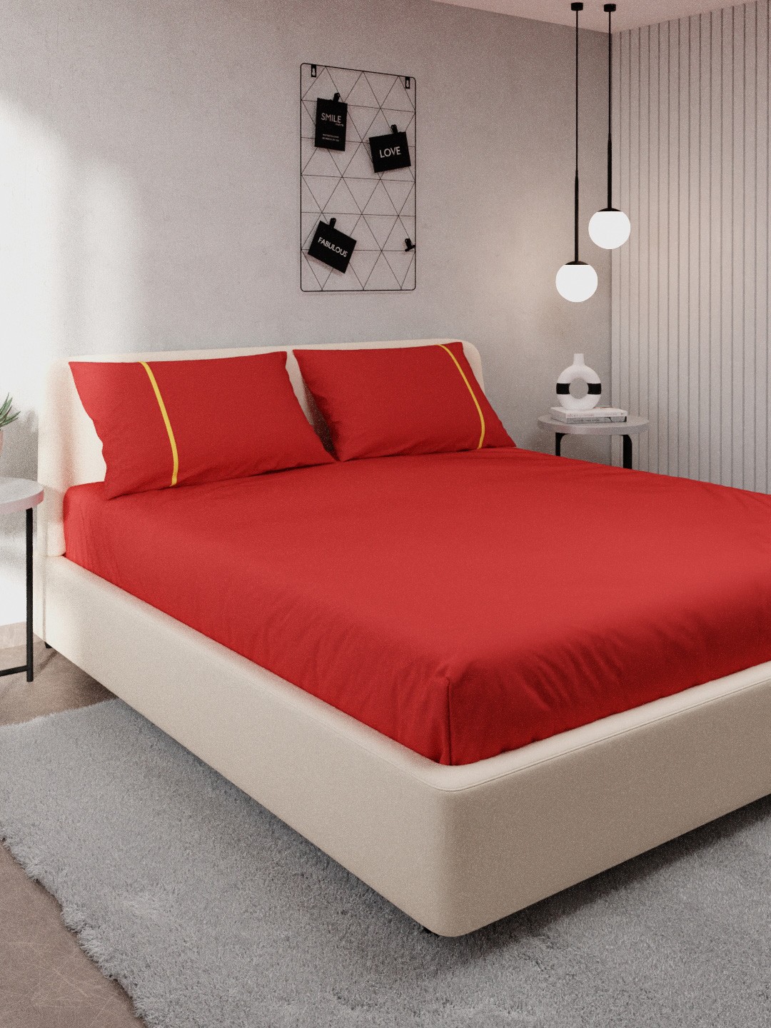 

Stoa Paris Red 144 TC Queen Bedsheet with 2 Pillow Covers