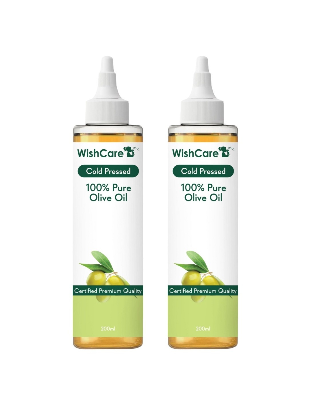 

WishCare Set of 2 Premium Cold Pressed Olive Carrier Oil 200 ML, Yellow