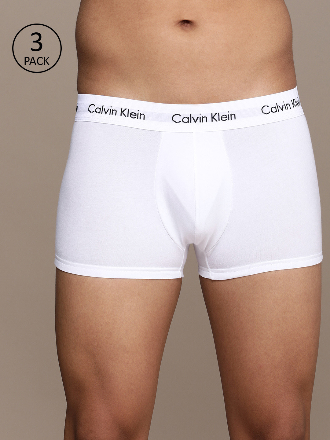 

Calvin Klein Underwear Men Pack of 3 White Solid Low-Rise Trunks