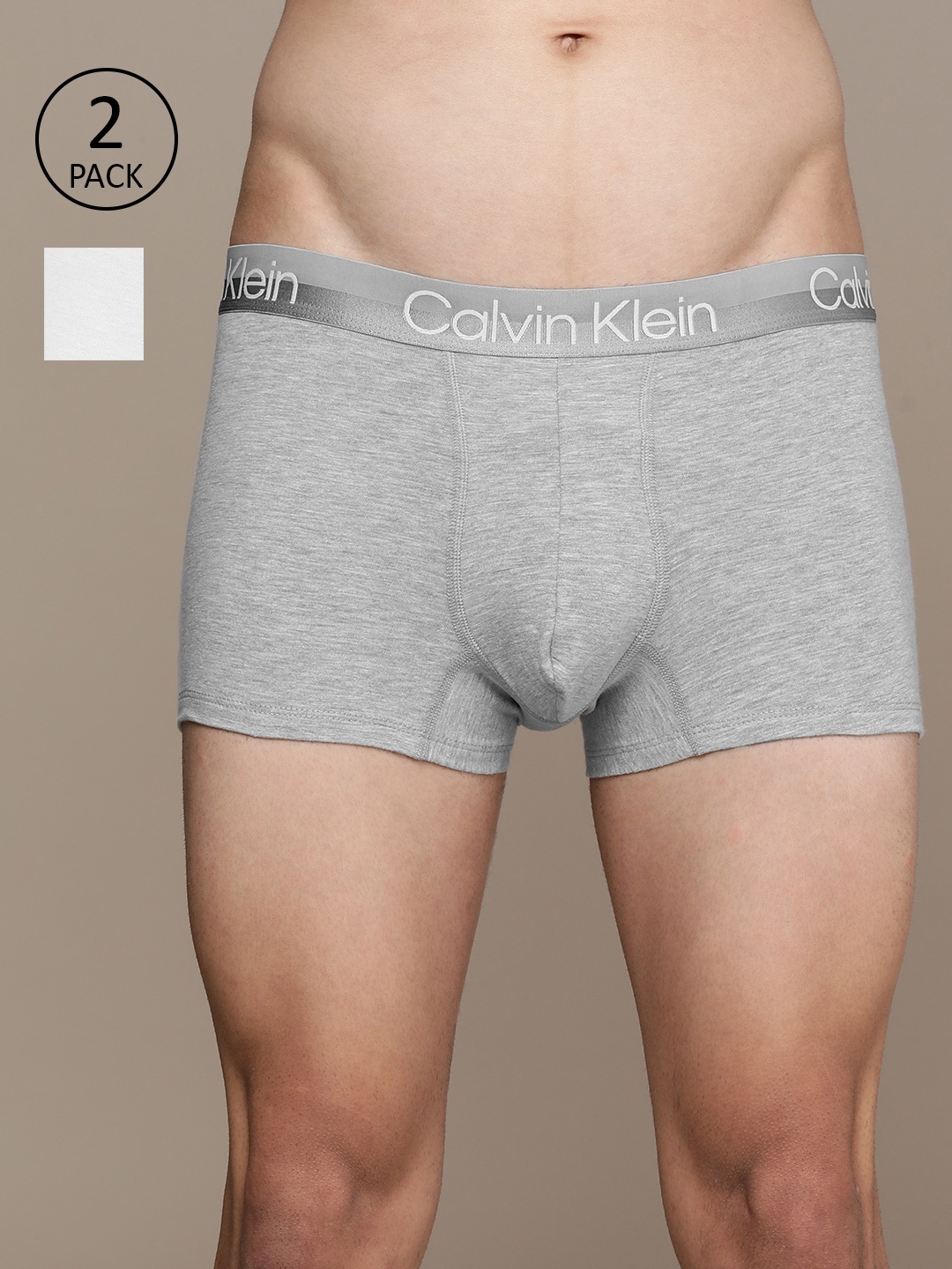 

Calvin Klein Underwear Men Pack of 2 Solid Trunks NB2972XHV, White