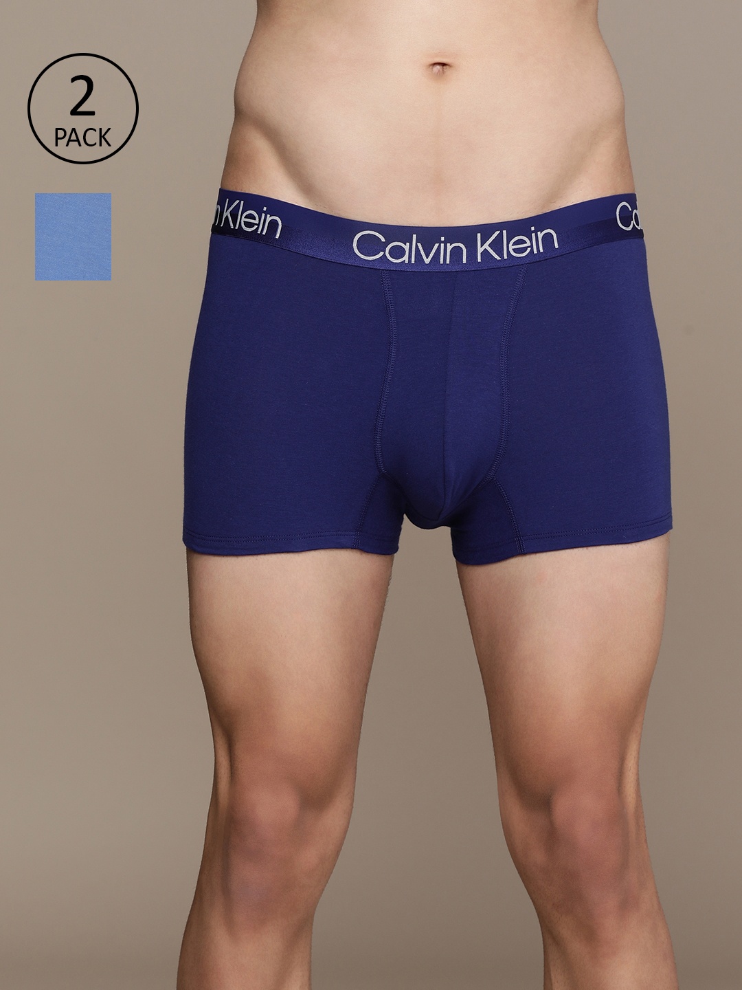 

Calvin Klein Underwear Men Pack of 2 Solid Trunks NB2972XI8, Blue