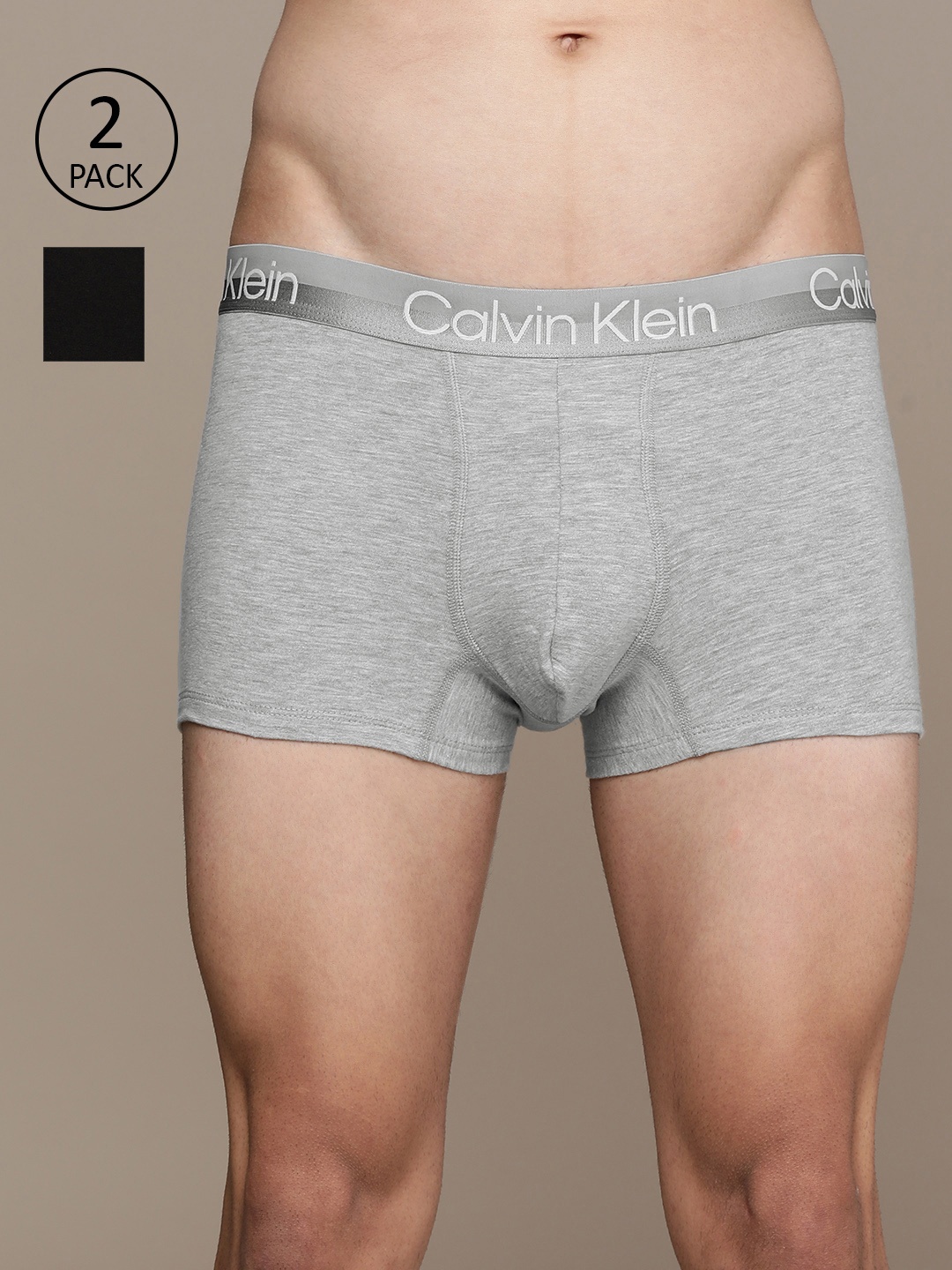 

Calvin Klein Underwear Men Pack of 2 Solid Trunks NB2972JKQ, Grey