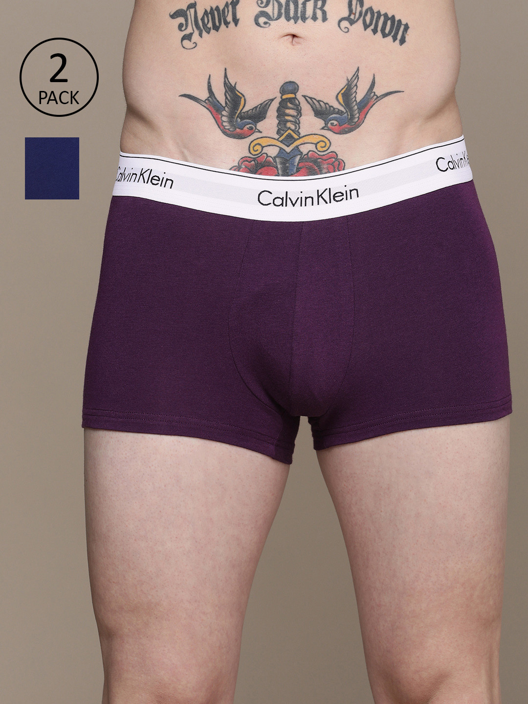 

Calvin Klein Underwear Men Pack Of 2 Solid Low-Rise Trunks, Burgundy
