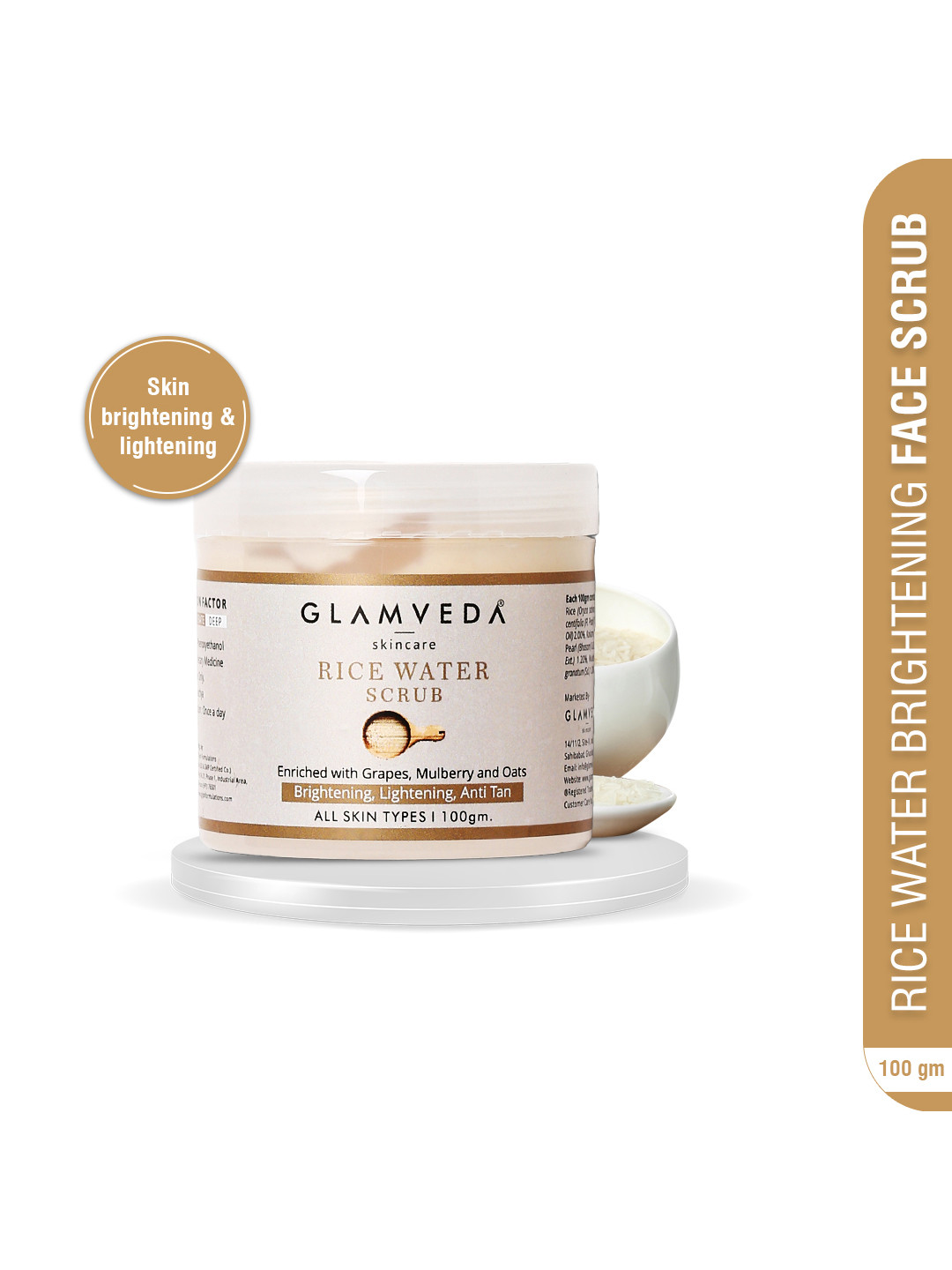

GLAMVEDA Rice Water Brightening Face Scrub 100g, Brown