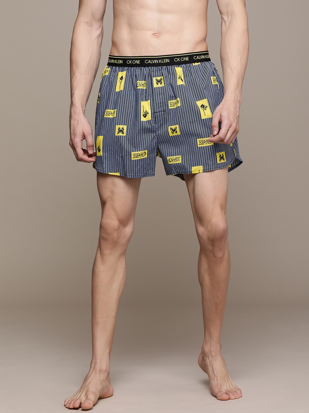 

Calvin Klein Underwear Men Navy Blue Striped Pure Cotton Boxers