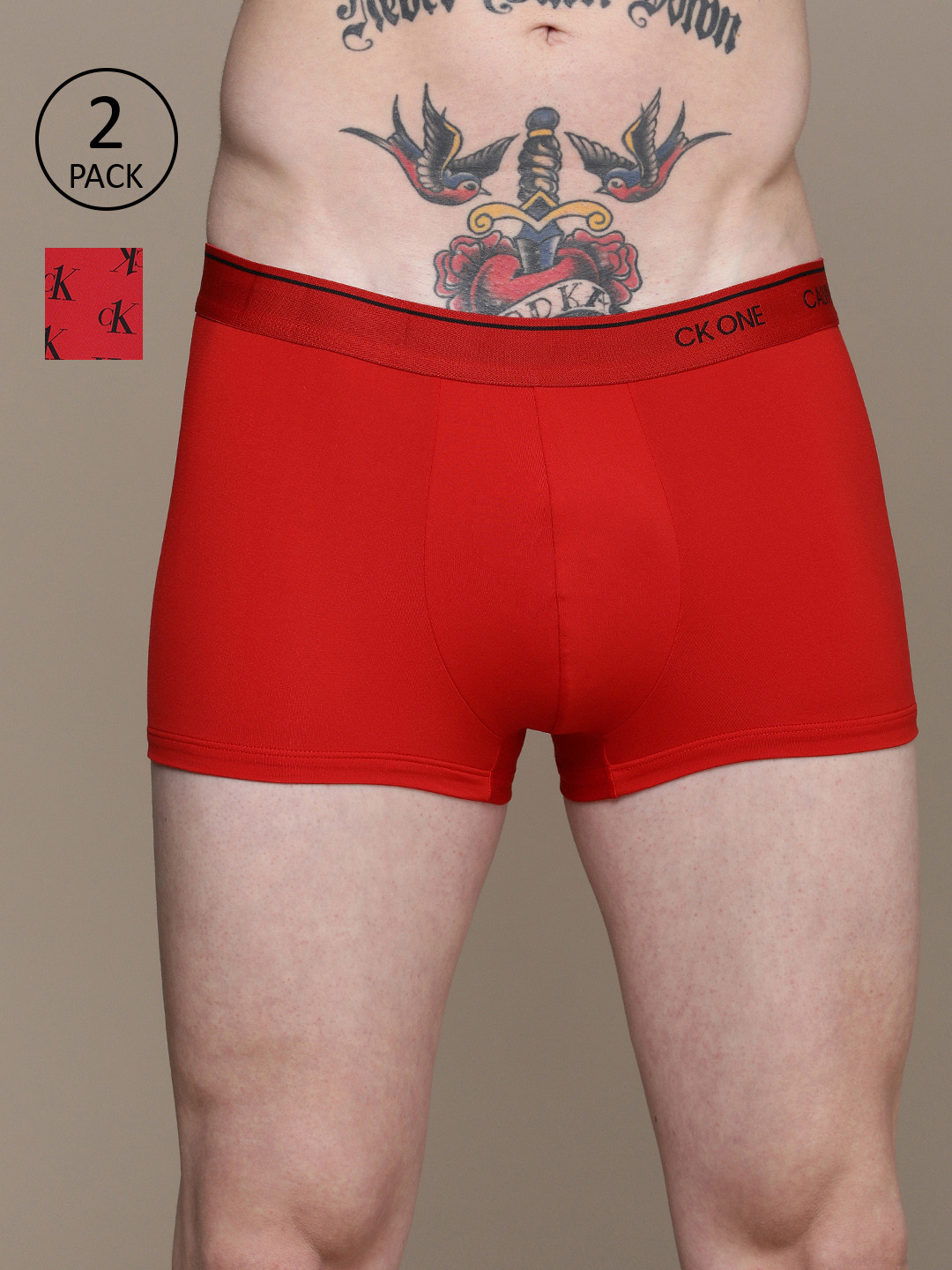 

Calvin Klein Underwear Men Pack Of 2 Red Low-Rise Trunks
