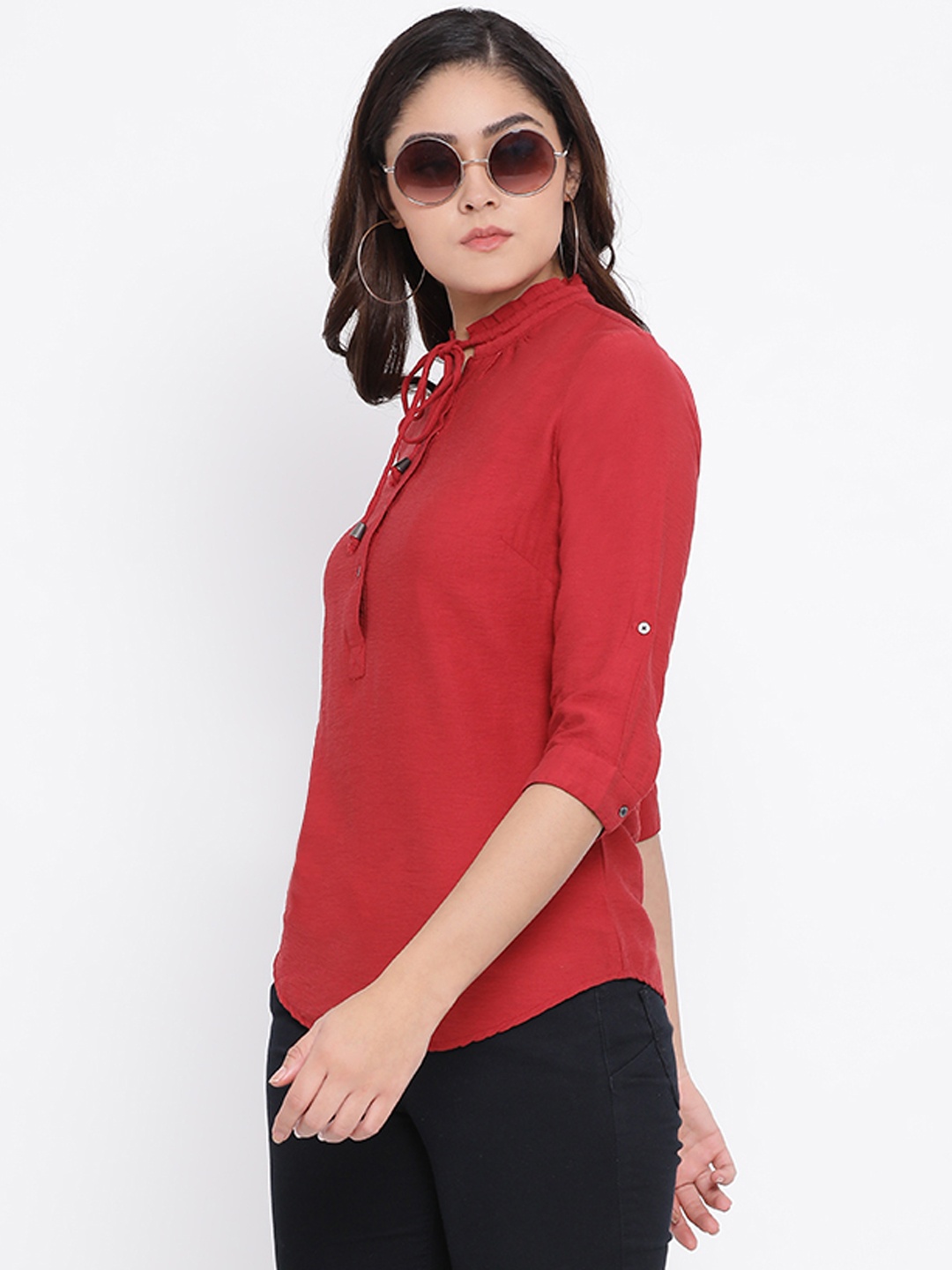 

Crimsoune Club Women Red Slim Fit Casual Shirt