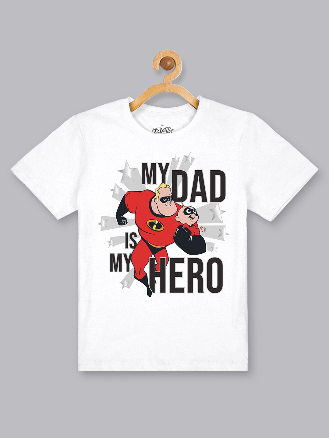 

Kids Ville Boys White Disney Printed Cotton Pure Cotton T-shirt