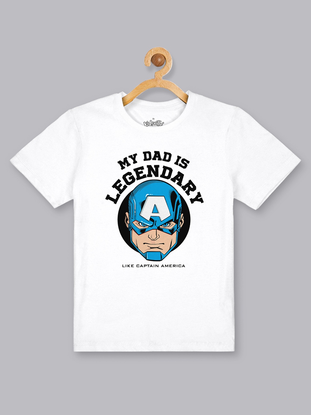 

Kids Ville Boys White Captain America Printed Cotton Pure Cotton T-shirt