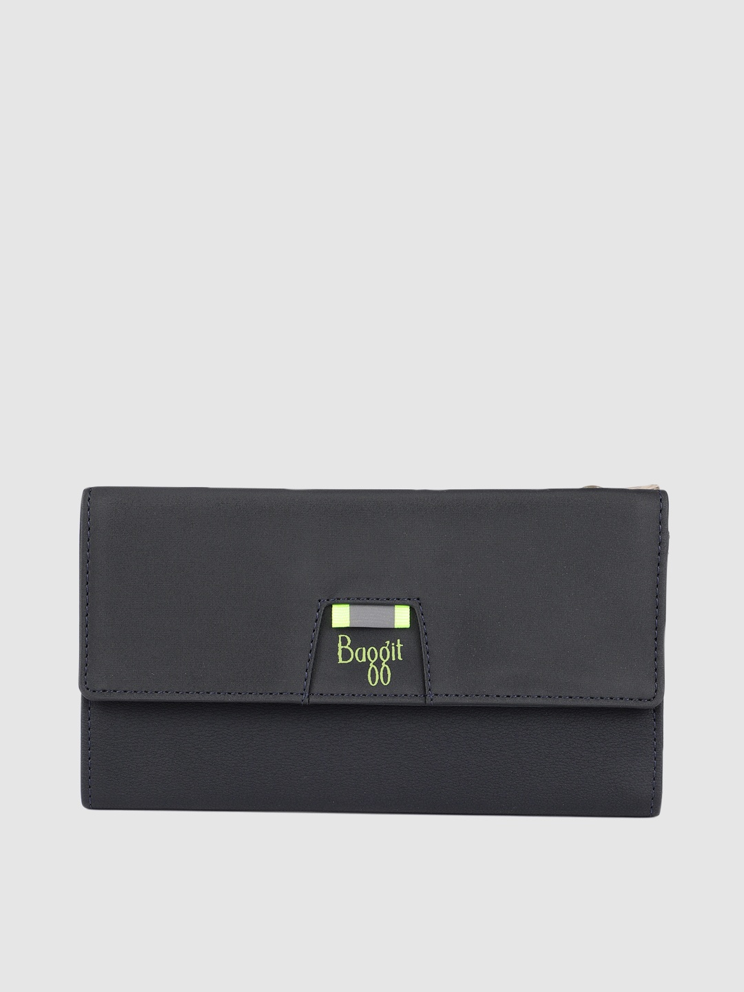 

Baggit Women Navy Blue & Black Solid Three Fold Wallet