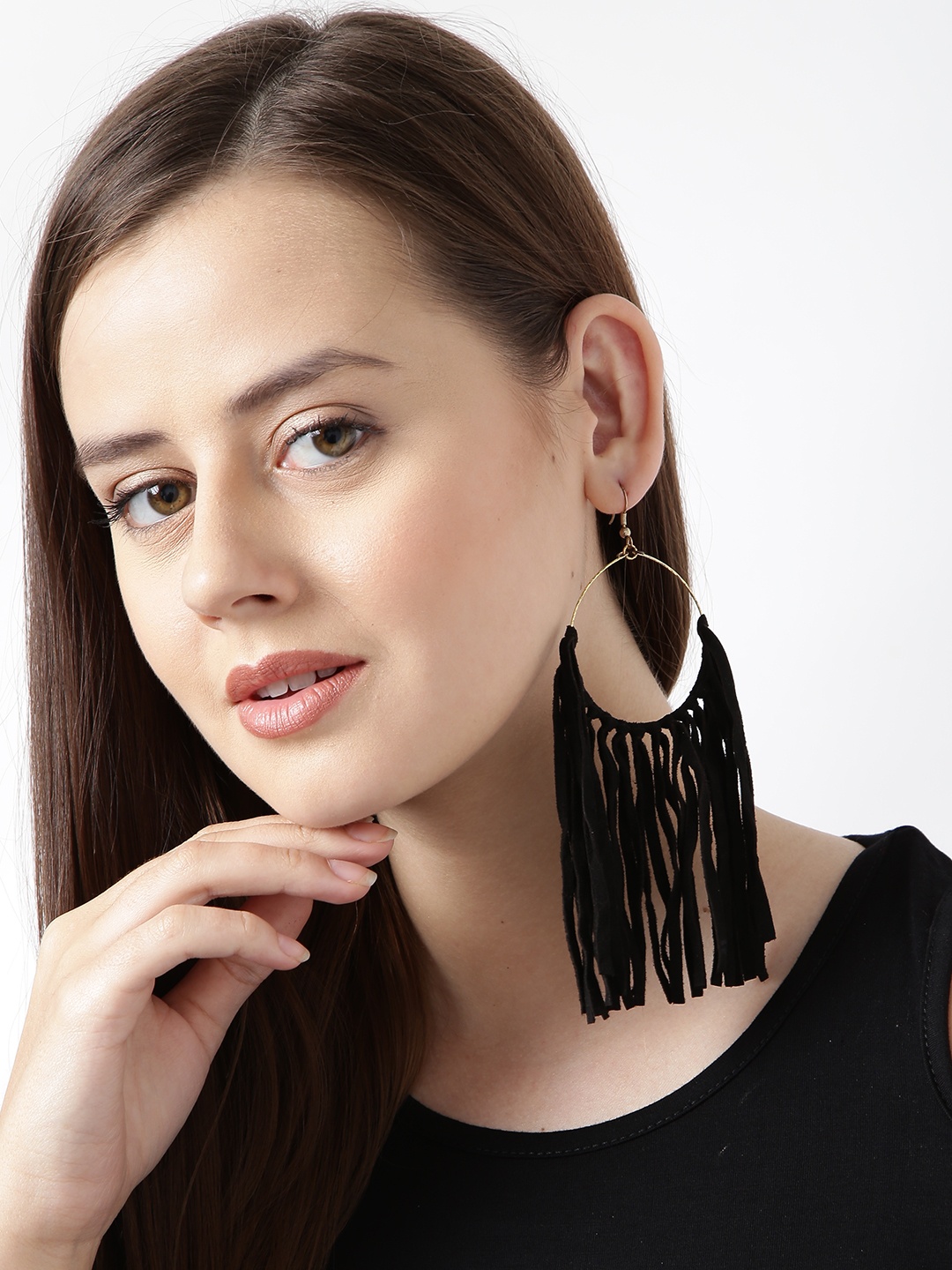 

Blueberry Black Fringe Earrings