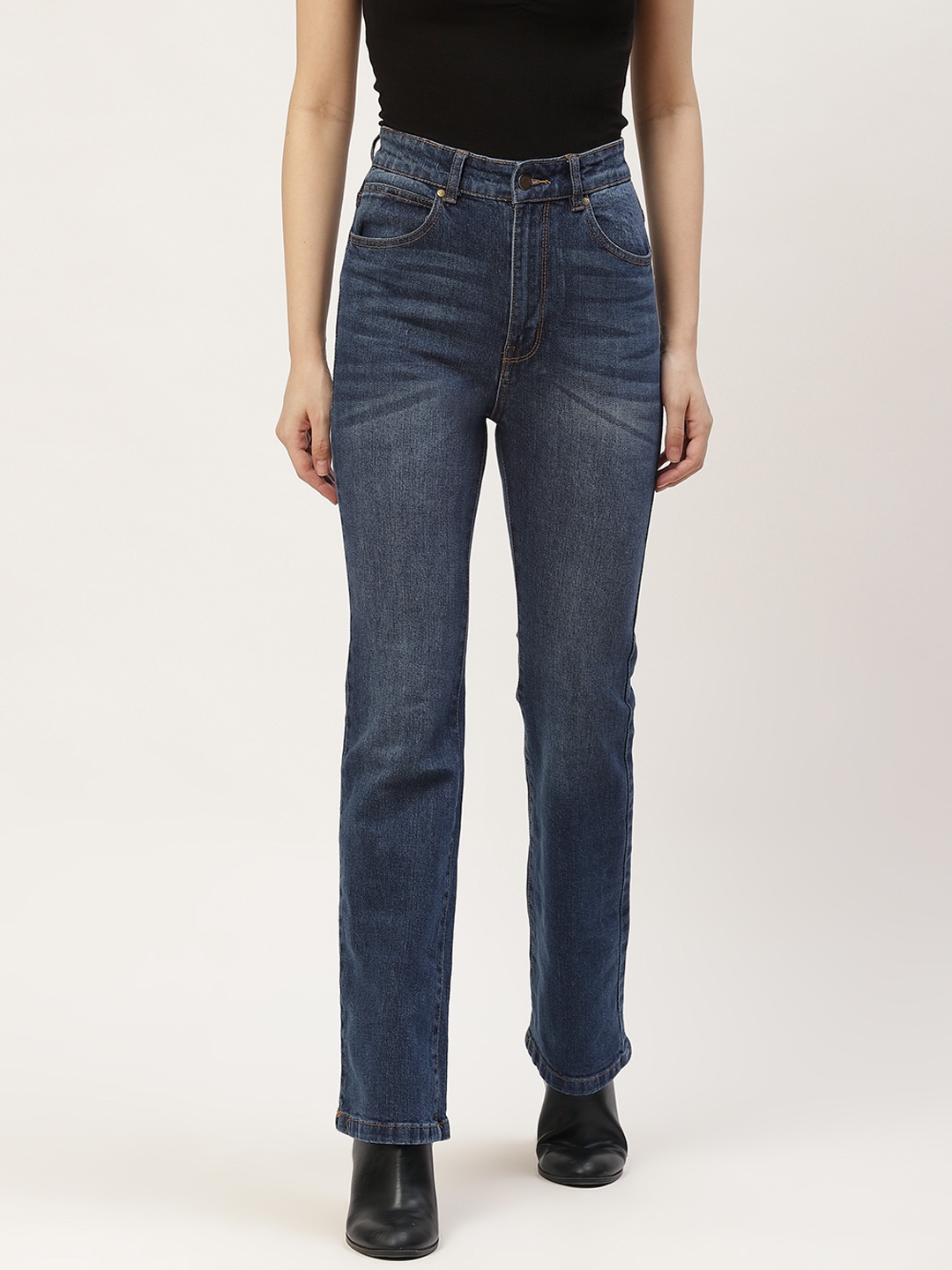 

Malachi Women Blue Cotton Boot Cut High-Rise Light Fade Jeans