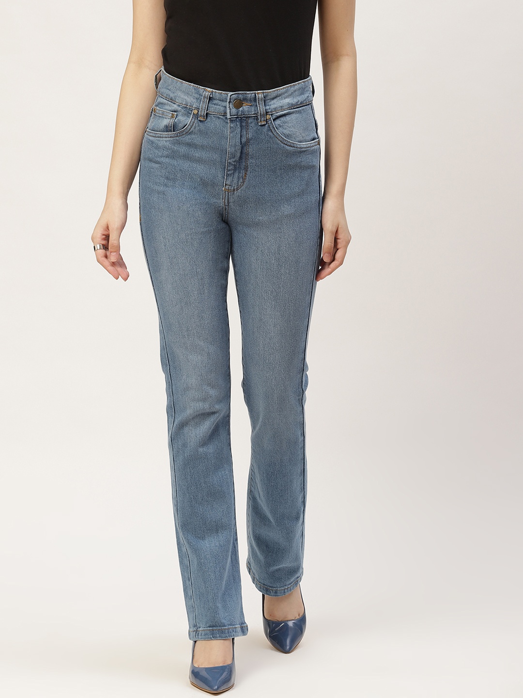 

Malachi Women Blue Cotton Boot Cut High-Rise Light Fade Jeans