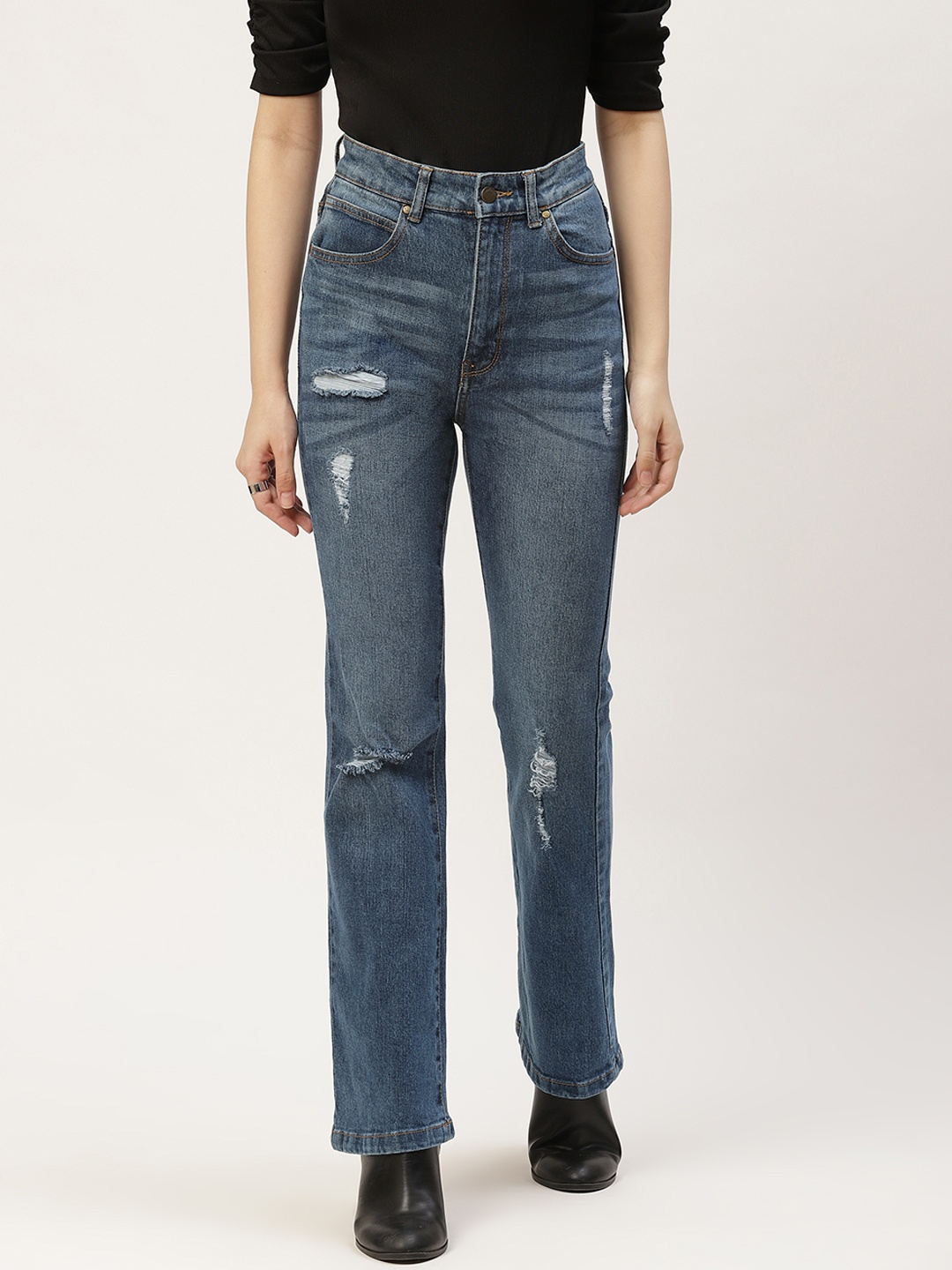 

Malachi Women Blue Boot Cut High-Rise Mildly Distressed Light Fade Jeans