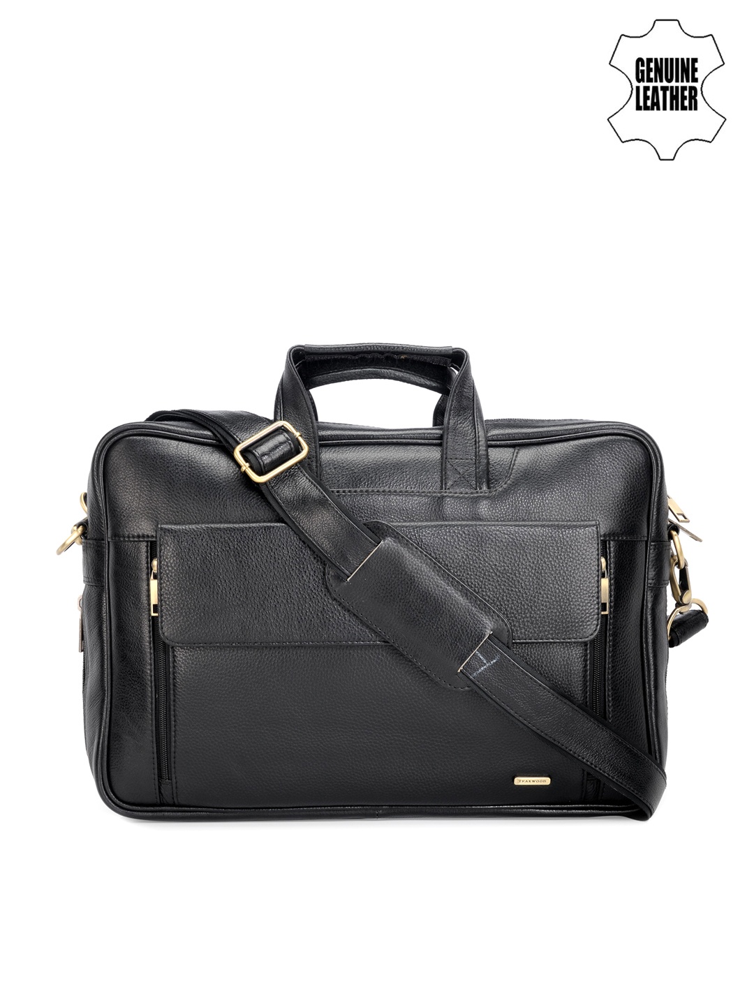 

Teakwood Leathers Unisex Black Genuine Leather Laptop Bag