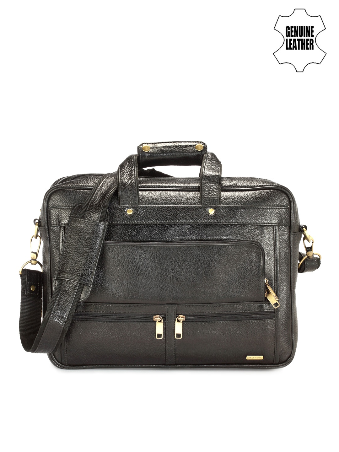 

Teakwood Leathers Unisex Black Genuine Leather Laptop Bag