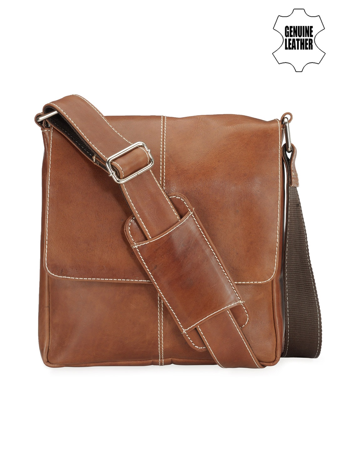 

Teakwood Leathers Unisex Tan Brown Leather Messenger Bag