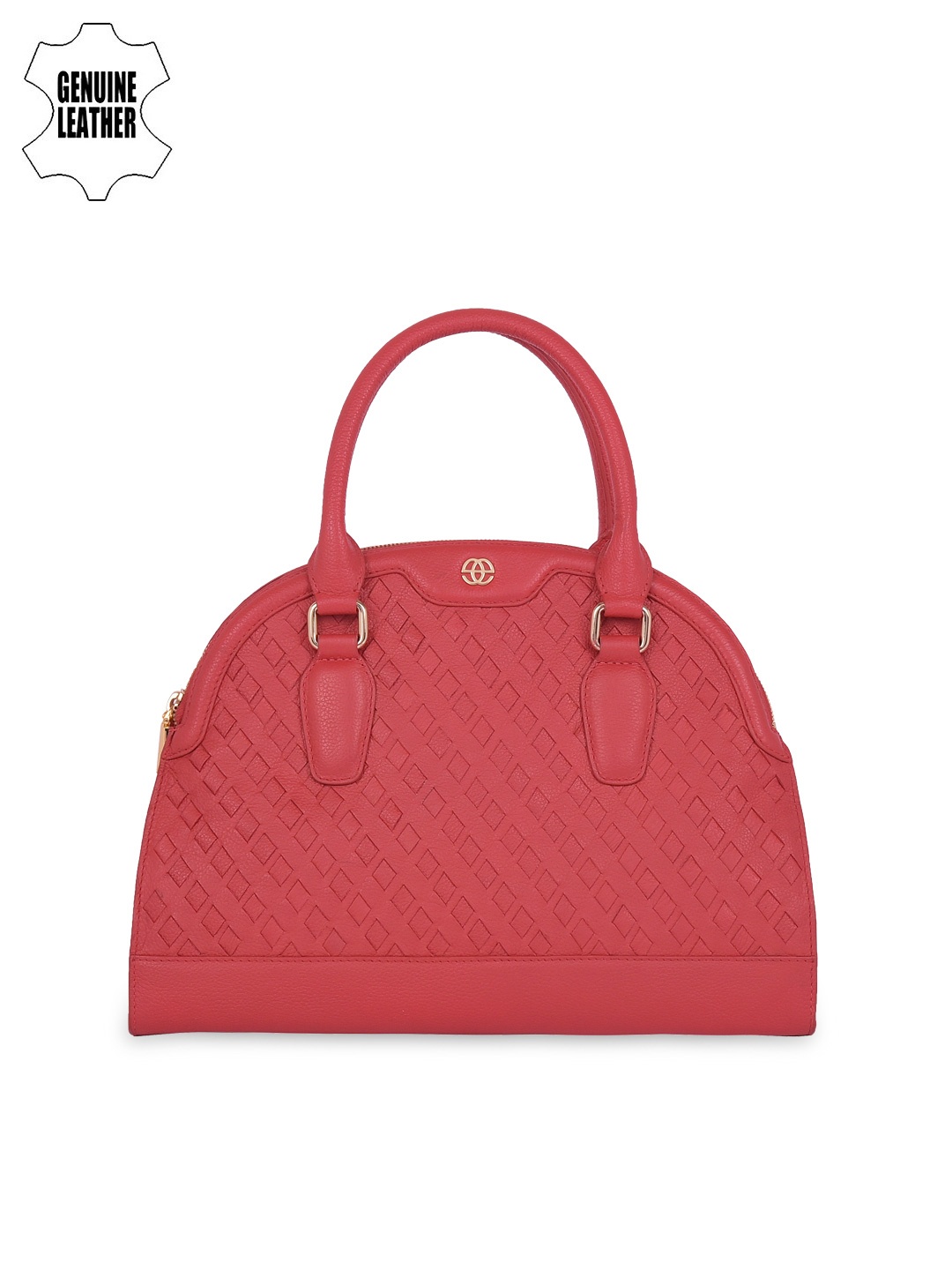 

Eske Red Leather Handbag with Woven Pattern