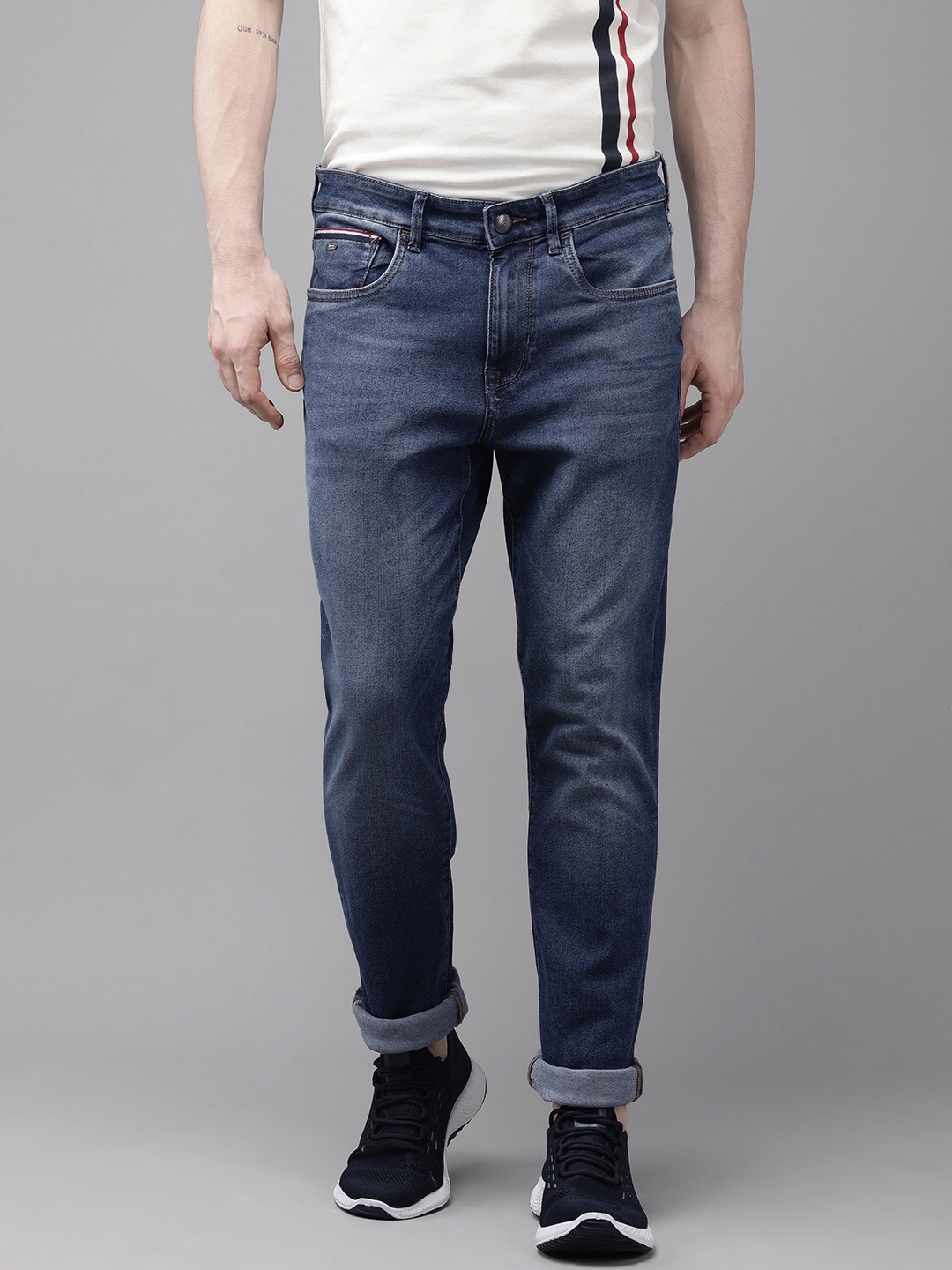 

U S Polo Assn Denim Co Men Navy Blue Delta Slim Fit Light Fade Mid Rise Stretchable Jeans