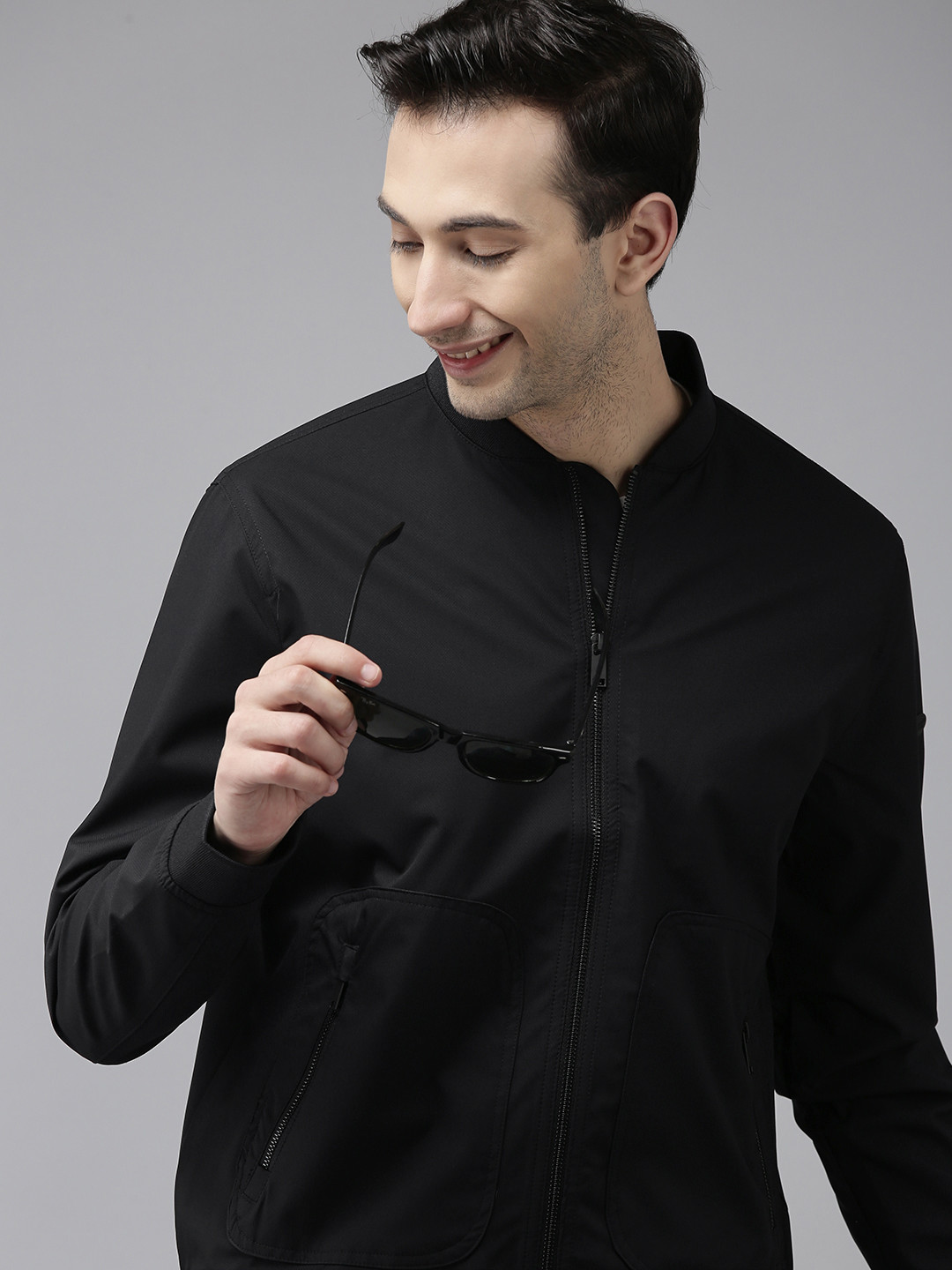 

U S Polo Assn Men Black Solid Biker Jacket