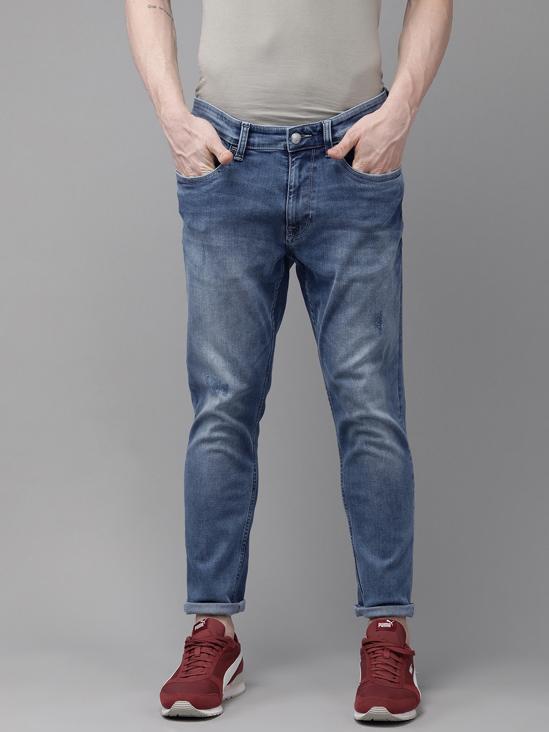 

U.S. Polo Assn. Denim Co. Men Blue Tapered Fit Heavy Fade Mid-Rise Stretchable Jeans