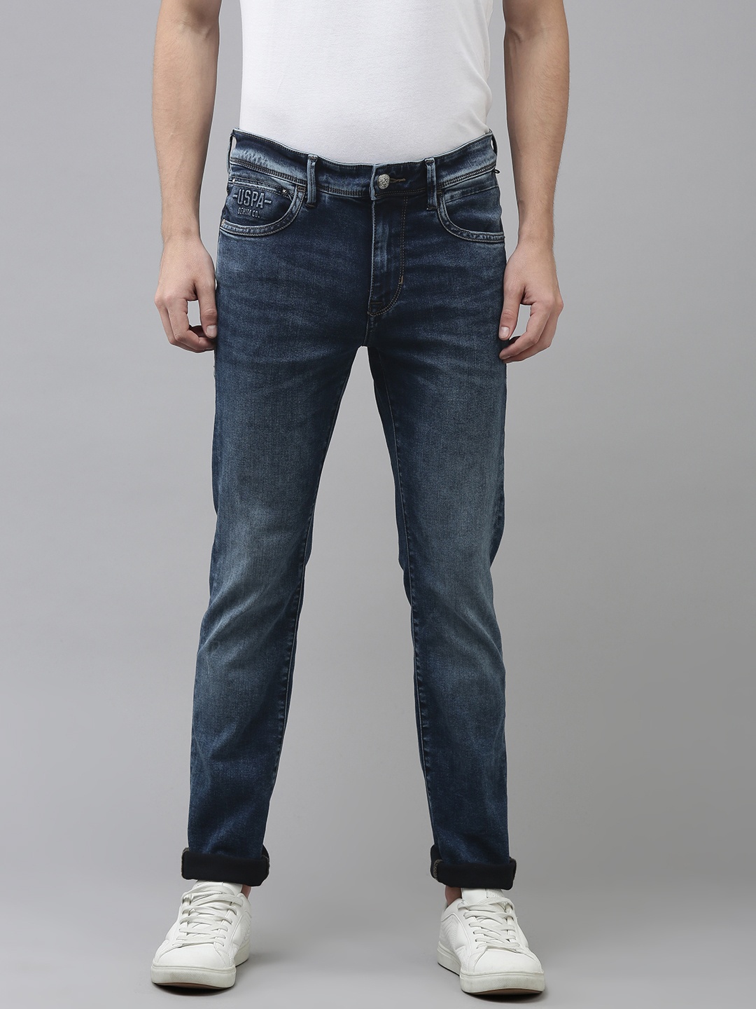 

U S Polo Assn Denim Co Men Navy Blue Mid-Rise Skinny Fit Heavy Fade Jeans