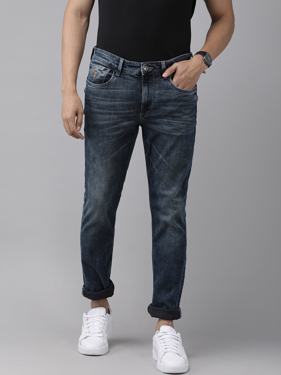 

U.S. Polo Assn. Denim Co. Men Blue Brandon Slim Tapered Fit Light Fade Stretchable Jeans