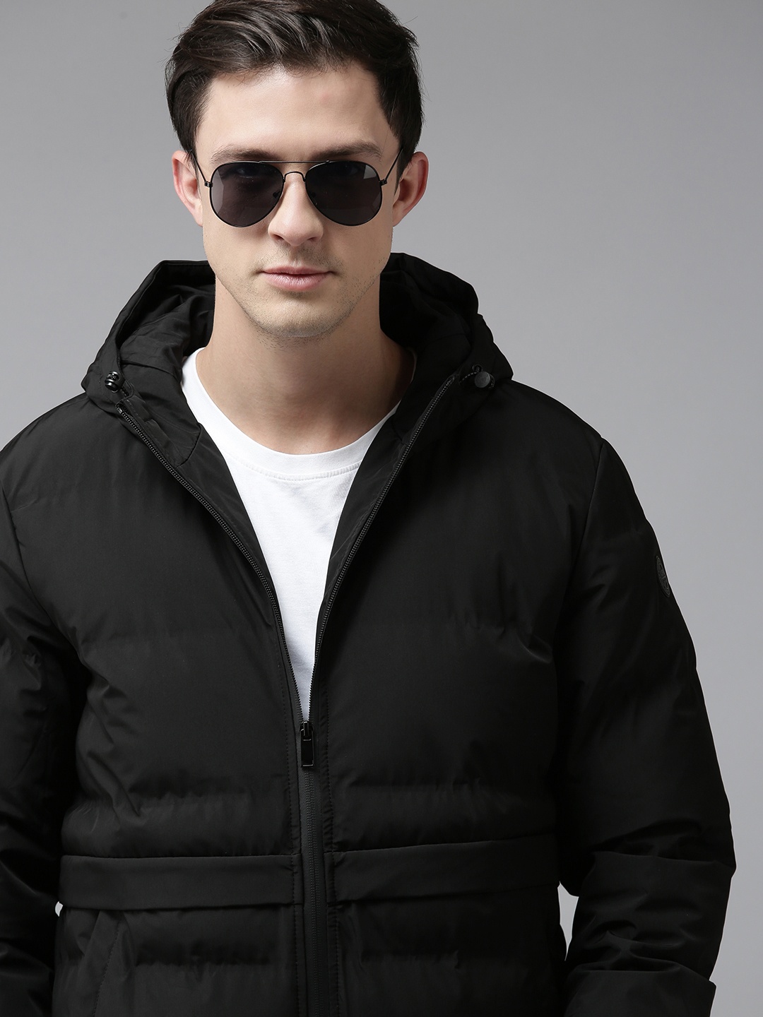 

U S Polo Assn Men Black Hooded Padded Heating Jacket