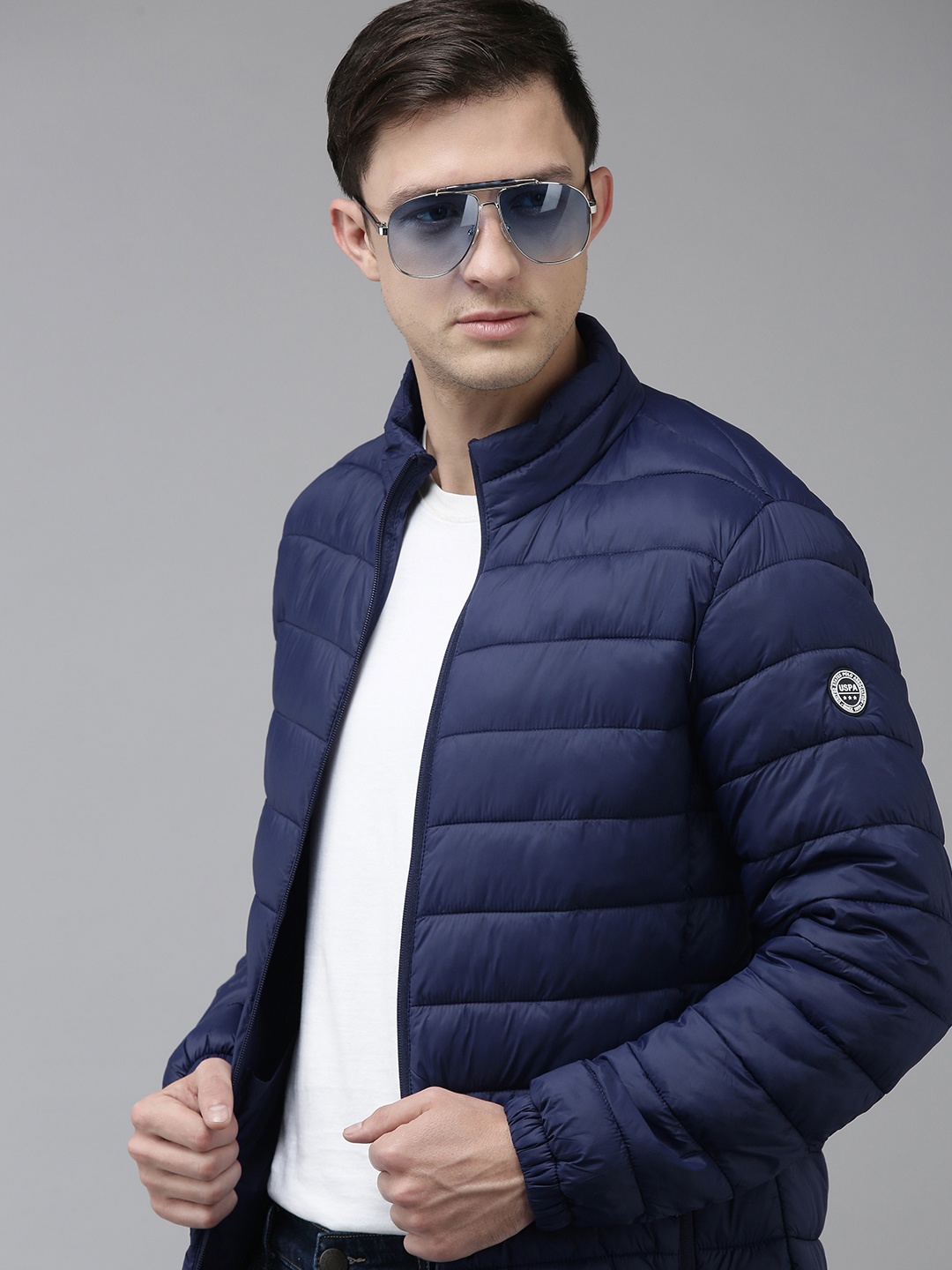 

U S Polo Assn Men Blue Solid Puffer Jacket