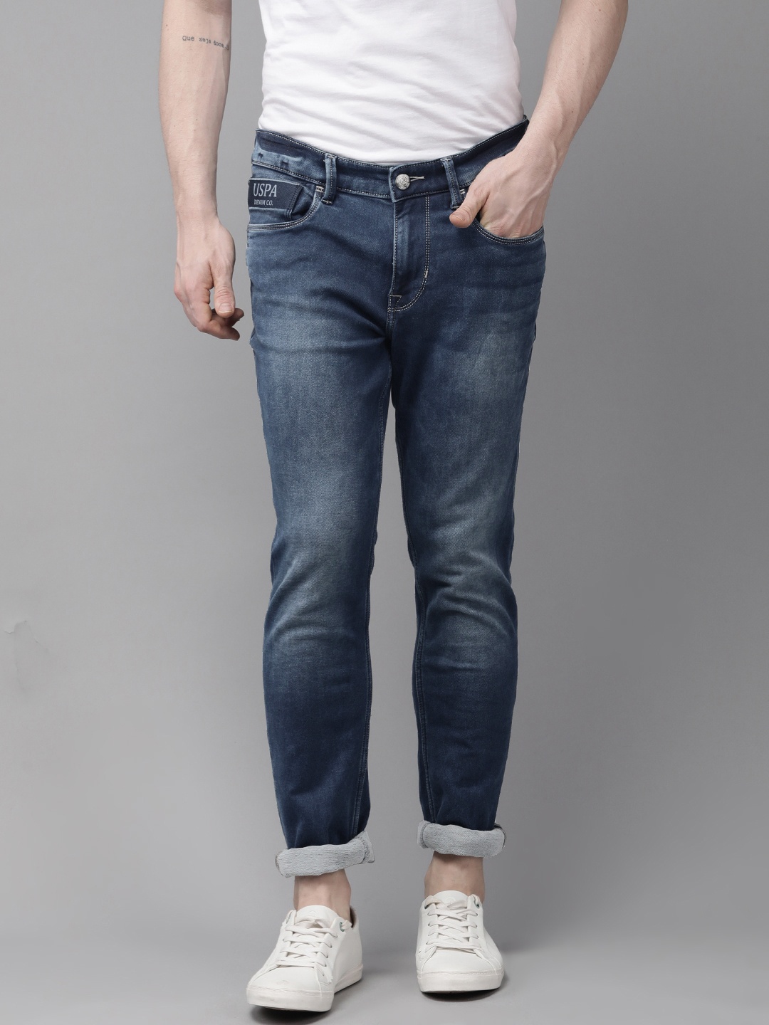 

U S Polo Assn Denim Co Men Blue Brandon Slim Tapered Fit Light Fade Jeans
