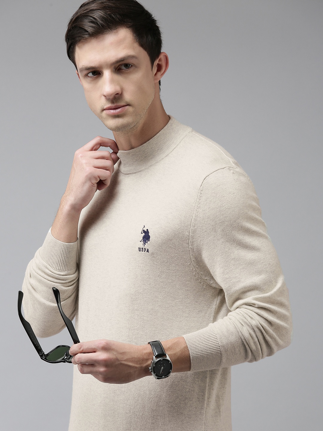 

U S Polo Assn Men Beige Solid Pullover