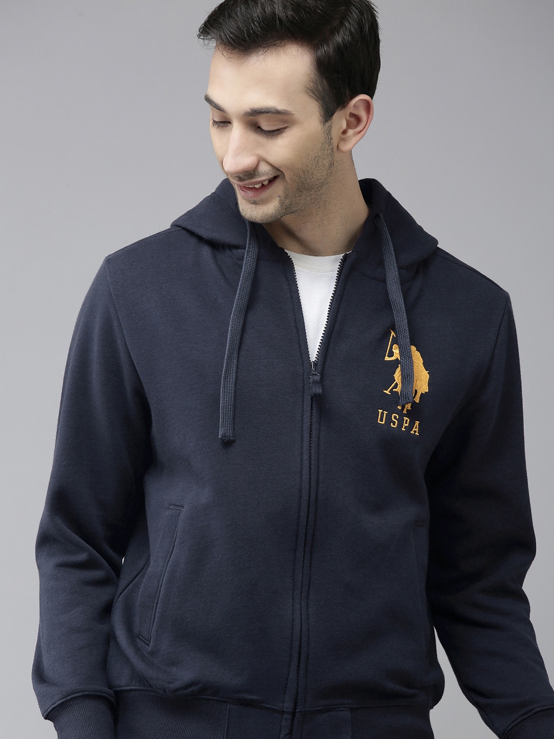 

U S Polo Assn Men Navy Blue Hooded Sweatshirt