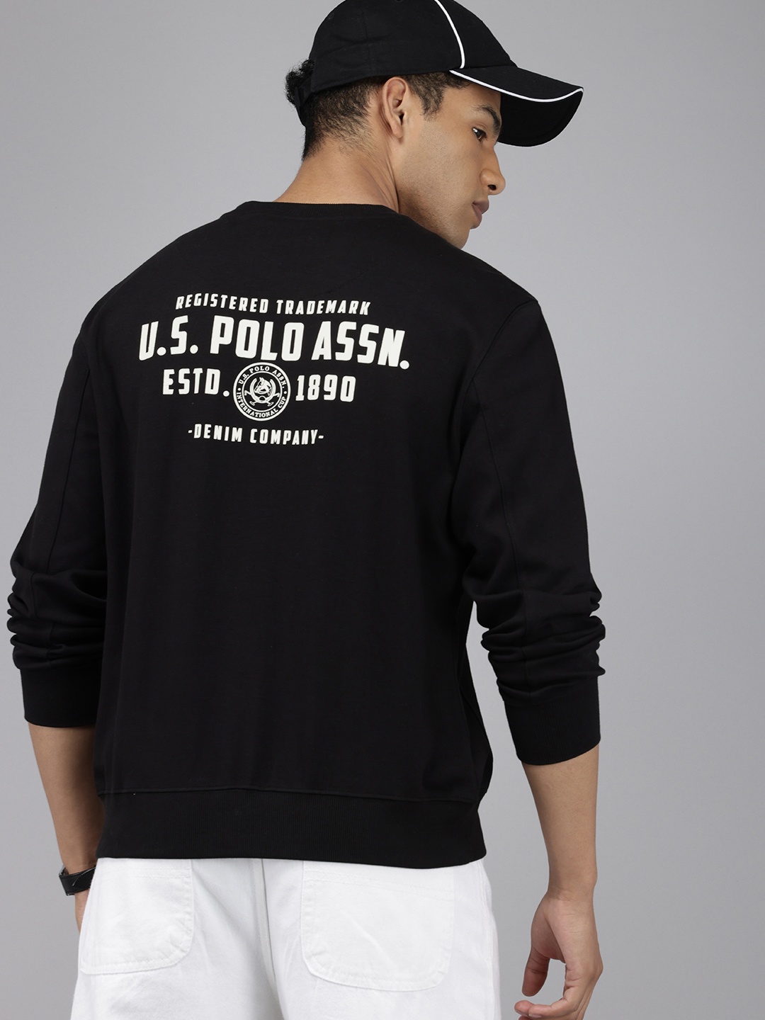 

U.S. Polo Assn. Denim Co. Long Sleeves Brand Logo Printed Sweatshirt, Black