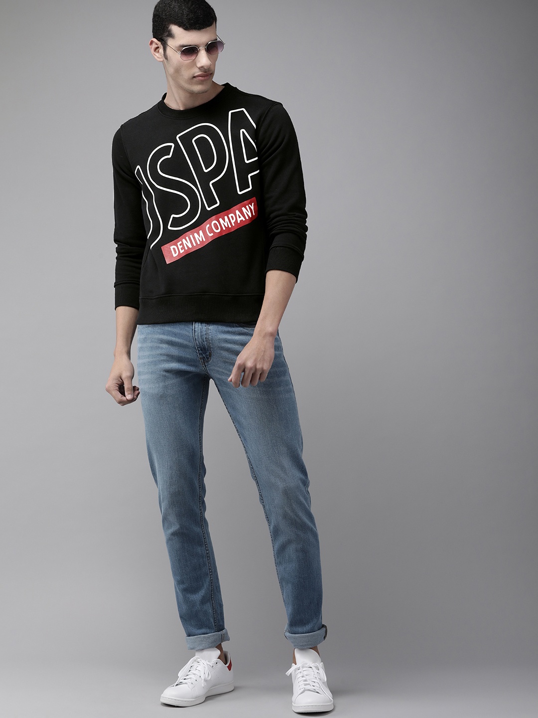 

U S Polo Assn Denim Co Men Black Printed Sweatshirt