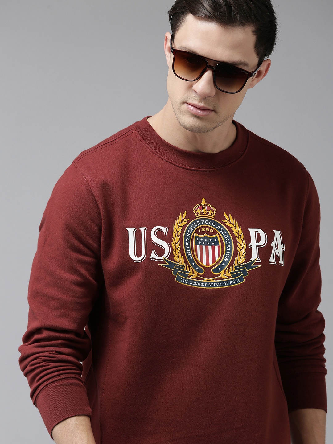 

U S Polo Assn Men Maroon Printed Sweatshirt