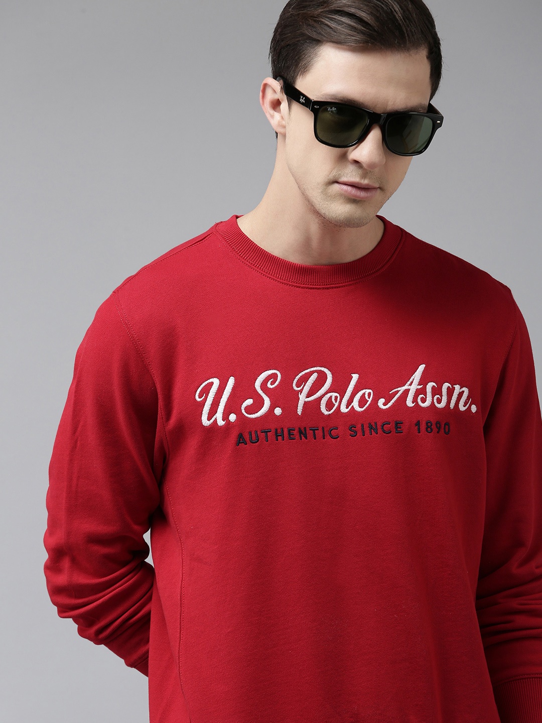 

U S Polo Assn Men Red Printed Sweatshirt