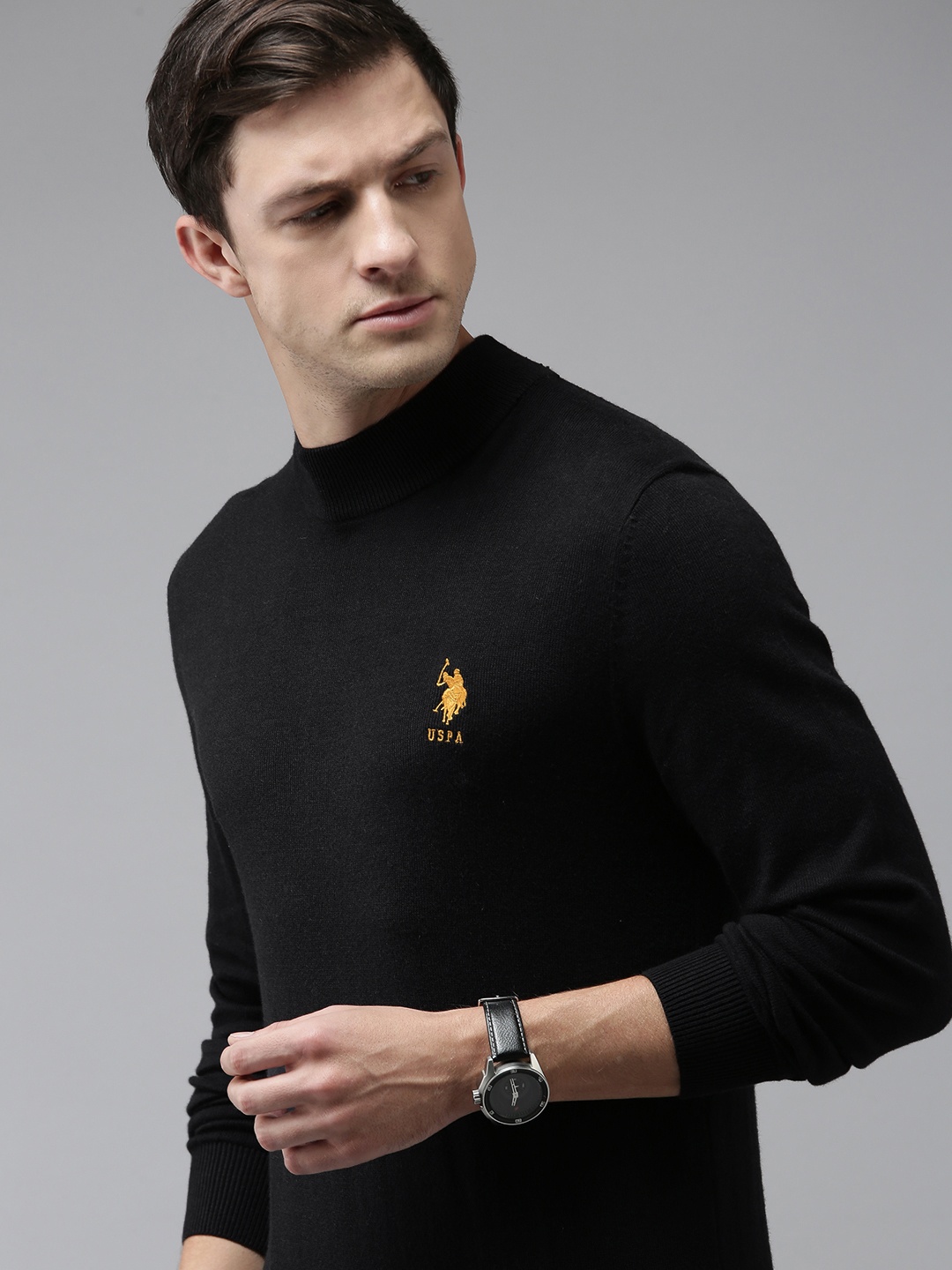 

U S Polo Assn Men Black Solid Pullover