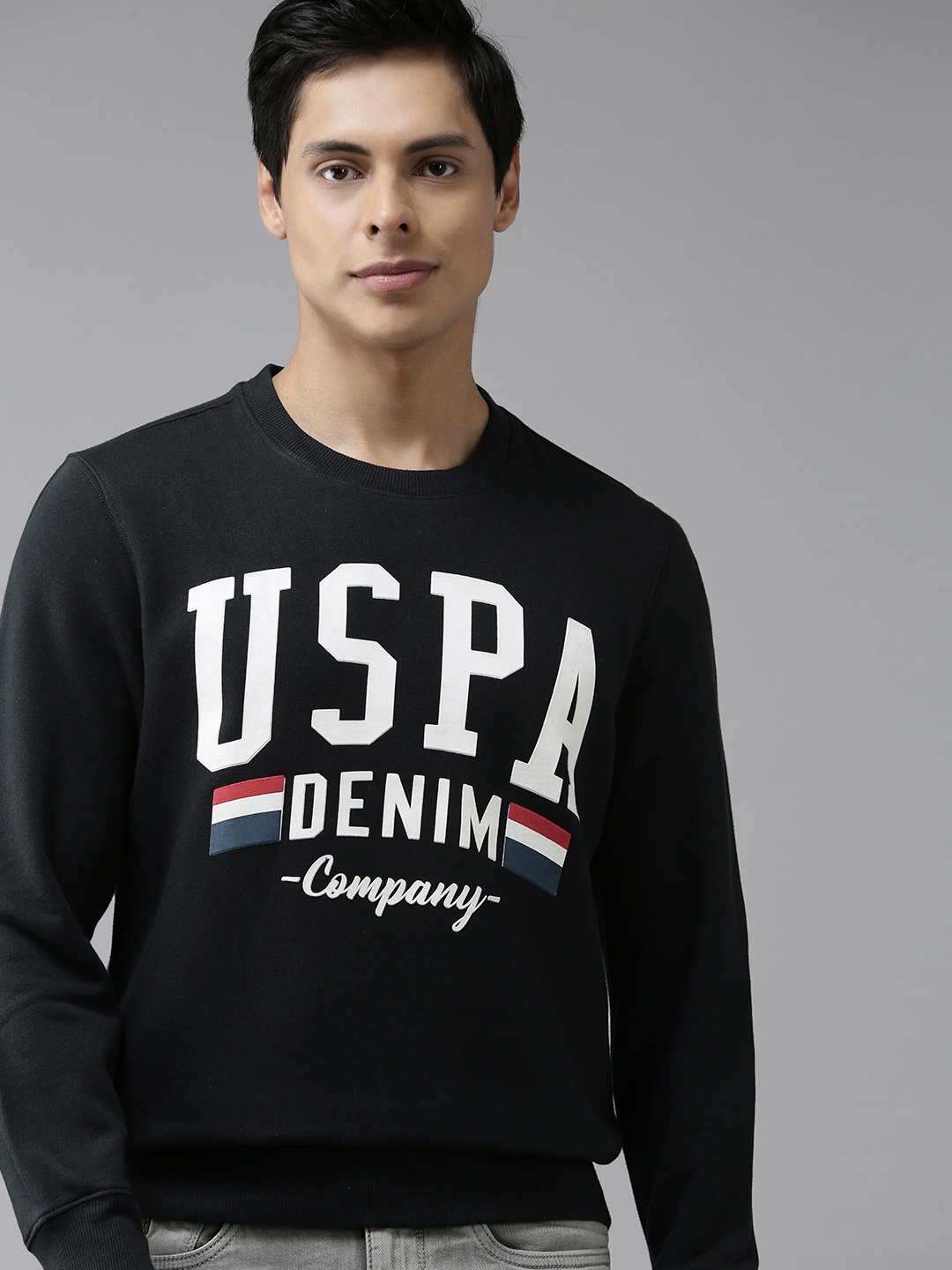 

U S Polo Assn Denim Co Men Navy Blue Printed Sweatshirt