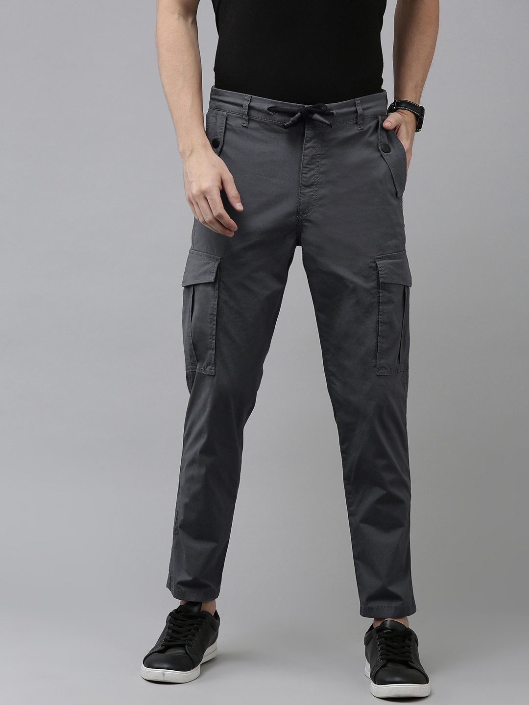 

U.S. Polo Assn. Denim Co. Men Grey Slim Fit Cargos Trousers